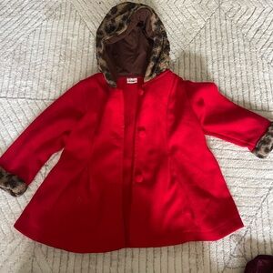 Red leopard peacoat